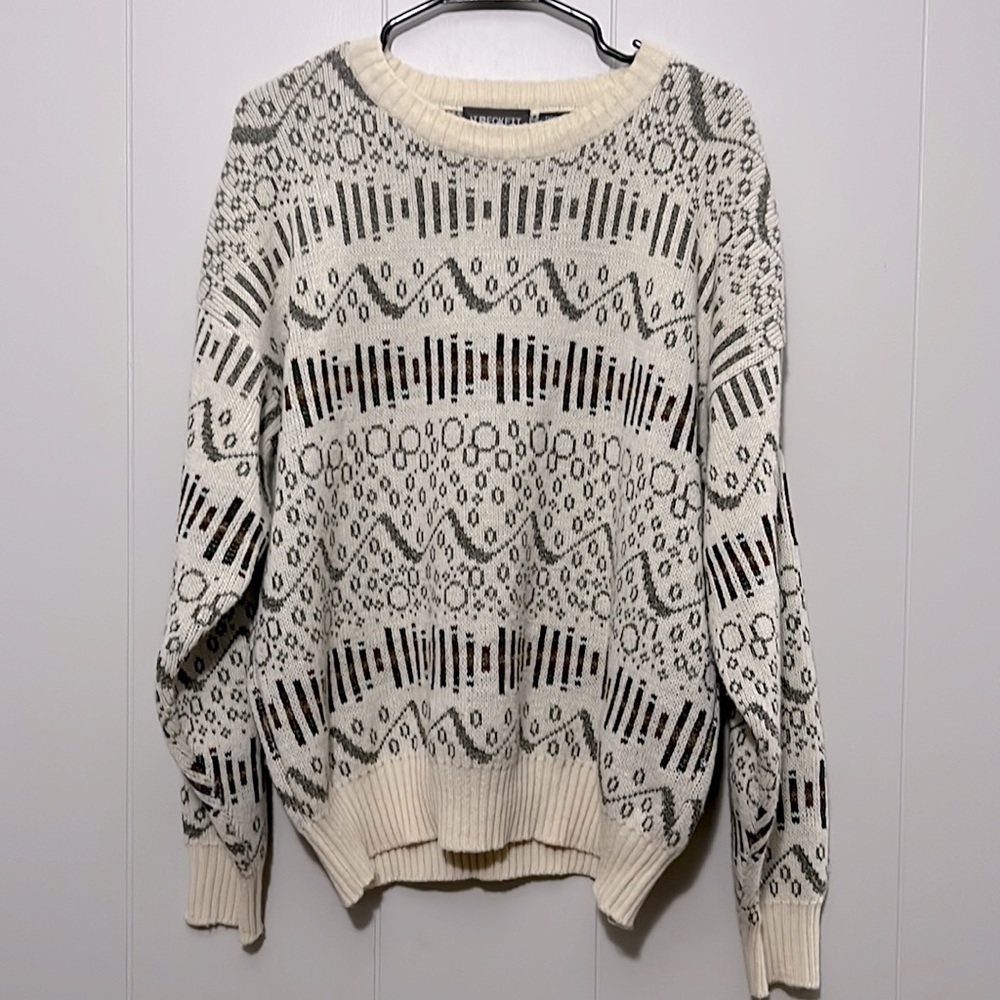Vintage JT Beckett Men’s XL Sweater Made in Italy Geometric Design